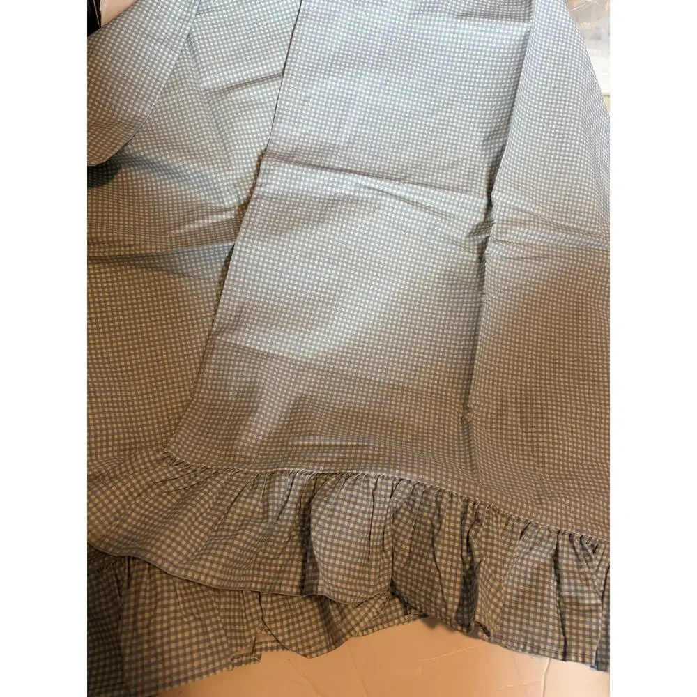 VTG Ralph Lauren Home Blue White Gingham Ruffled Standard Pillowcases Pair(2)
